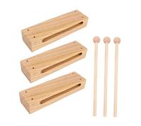 AKOOSY 3 Sets Wood Rhythm Block Percussion Instrument with Marimba Mallets for Music Education Beginner Friendly Handheld Musical Sticks Enhancing Hand Eye Coordination and Rhythm Skills