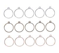 AKOOSY 30PCS Alloy Open Back Bezel Hollow Pendants for DIY Resin Jewelry Making Antique Bronze Silver Gold Round Frame Charms Craft Supplies for Necklace Bracelet Earring Keychain