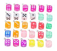 AKOOSY 30pcs Colorful Resin Dice Pendants Key Chain Diy Earrings Charms for Jewelry Making Craft Accessories Set for Diy Jewelry Creation