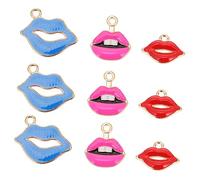 AKOOSY 30Pcs Metal Lip Charm Jewelry Findings for DIY Necklaces Earrings Bracelets Cute Lip Shaped Pendants for Fashion Accessories for Making