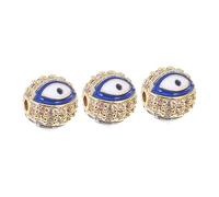 AKOOSY 3Pcs Alloy Evil Eye Charms Round Connector Links for DIY Jewelry Making Durable Blue Eye Bead Accessories for Bracelets and Necklaces Craft