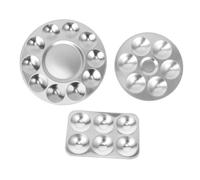 AKOOSY 3Pcs Aluminum Paint Palettes Tray with Wells Sturdy Reusable Mixing Pallets for Oil Watercolor Craft DIY Art Painting Suitable for Students and Professionals