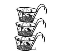 AKOOSY 3pcs Balcony Hanging Flower Rack Iron Railing Planter Holder for Outdoor Garden Space Saving Decorative Shelf Suitable for Fence Patio Windowsill with Weather Resistant Rustproof