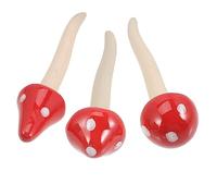 AKOOSY 3Pcs Ceramic Mushroom Figurine with Red Spot Gradient for Garden and Home Decoration Delicate Outdoor Ornaments for Backyard Patio Fairy Garden Accents