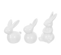 AKOOSY 3pcs Ceramic Rabbit Figurine White round Rustic Home Decor Accent | Matte Glaze Finish, Stable Tabletop Display, Hand Fired Surface, for Workspace and Living Room Styling