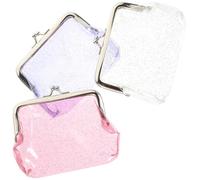 AKOOSY 3pcs Clear Coin Purse Small Change Wallet with Clasp Design for Portable Key Storage Bag in White Purple Pink