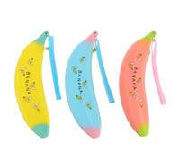 AKOOSY 3pcs Creative Banana-shaped Pen Cases Set, Cute Silicone Pencil Bags with Alphabet Letters, Colourful Student Pen Storage for School, Travel and Office Use