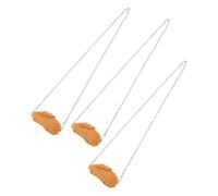 AKOOSY 3pcs Fried Chicken Wings Pendant Necklace Funny Simulation Food Jewelry Novelty Chain for Party Dress up Accessory