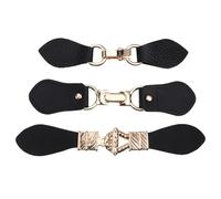 AKOOSY 3pcs Metal and Pu Leather Coat Buckles Hook for Overcoat and Wind Coat, Practical and Easy to Use Clips Buckle Set Suitable for Casual and Formal Occasions in Black