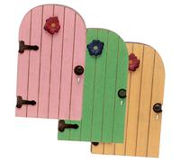 AKOOSY 3pcs Miniature Fairy Door Wooden Garden Decoration for Tree Doll House Creative Elf Doors for Outdoor Fairy Gardens Unique and Photography Prop