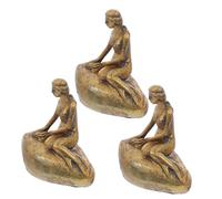 AKOOSY 3pcs Miniature Mermaid Figurines Resin Garden Decor Set Micro Landscape Ornaments for Succulent Planters Desktop Decoration DIY Mini Garden Accessories with Copper Color Sculptures