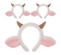 AKOOSY 3pcs Plush Lamb Horn Headbands for Adults Soft Sheep Ears Animal Costume Accessories for Halloween Carnival School Plays and Themed Parties
