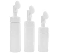 AKOOSY 3pcs Portable Foaming Soap Dispenser Bottles with Brush, Refillable Travel Bottles in White Pet Material, 100ml 150ml 200ml Capacity, Suitable for Face Wash and Body Wash,