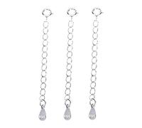 AKOOSY 3pcs Sterling Silver Extender Chains for Jewelry Making Adjustable Necklace and Bracelet Extension with Spring Clasp and Water Drop Pendant Rust Multi Purpose Accessory for Anklets