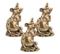 AKOOSY 3pcs Vintage Copper Mouse Keychain Charm for Bags and Key Rings | Chinese Zodiac Design, Golden Finish, Student Backpacks and Travel Bags, Keeps Keys from Getting Lost