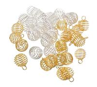 AKOOSY 40pcs Pendant Charms for Jewelry Making Hollow Round Spring Ball with Hanging Loop Lightweight Iron Bracelet and Earring Connectors for DIY Crafting Gold and Silver