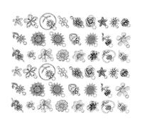 AKOOSY 48pcs Vintage Tibetan Alloy Flower Charms for DIY Jewelry Making Silver Pendants for Crafting Bracelets Necklaces Chokers with Unique Cultural Design