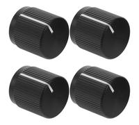 AKOOSY 4pcs Aluminum Alloy Potentiometer Volume Tone Control Knobs for Bass Guitar 0.6x0.55 Inch Metal Flat Top Guitar Knobs Black Compatible and Home Studio Use