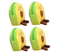 AKOOSY 4pcs Avocado Shaped Coin Pouch for Plush Change Bag with Keychain Portable Wallets for Coins Bills and Cards Cute Soft Purse for Daily Use and Travel