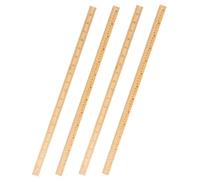 AKOOSY 4pcs Bamboo Ruler for Drafting Dual Scale Double Sided Measuring Gauge with Metric and Imperial Units Straight Ruler for Sewing Quilting Dressmaking and Patchwork Projects