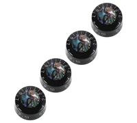 AKOOSY 4pcs Black Rubber Volume Knob Caps for Electric Guitar and Amplifier, round Abalone Top Potentiometer Tone Control Knobs Compatible with Paul Guitar and Dj Equipment