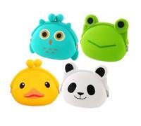 AKOOSY 4PCS Cartoon Silicone Coin Wallets for Durable Earphone and Coin Pouches Creative Adorable Bags with Easy Open Design Random Styles