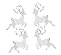 AKOOSY 4pcs Christmas Deer Embroidery Patches Stylish Festive Applique for Clothing and Footwear Decoration Self Adhesive Sew Motifs Cute Xmas Fawn Repair and Craft Accessories