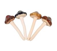 AKOOSY 4pcs Colorful Ceramic Mushroom Garden Decorations Set Durable Plant Stakes for Succulents Outdoor and Indoor Lawn Ornaments Eye Catching Pottery Figurines for Garden and Patio