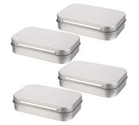 AKOOSY 4pcs Flip-type Tinplate Storage Boxes Small Accessories Container Silver Metal Candy Organizer Portable Outdoor Carrier