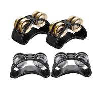 AKOOSY 4pcs Foot Tambourine Double Row Percussion with Jingle Bells for Adults Clear Crisp Sound Musical Instrument for Live Performance Classroom Teaching and Drum Guitar Playing