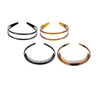 AKOOSY 4pcs Hair Bands Thick Plastic Teeth Hair Hoops with Double Row Multiple Teeth Lightweight and Flexible for Prevent Sliding during Writing and Reading