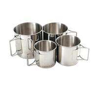 AKOOSY 4pcs Halloween Outdoor Camping Mug Cup Foldable Stainless Steel Set | Mesh Bag Included, 220ml 330ml 500ml 660ml Sizes, Stackable Quick Drying Handle Design