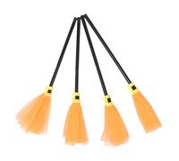 AKOOSY 4pcs Halloween Witch Broom Mesh Construction Vibrant Orange Color Lightweight Witch Broomstick Decor for Party Masquerade Haunted House Indoor Outdoor Use