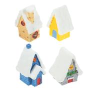 AKOOSY 4pcs Mini Village Decor Christmas Resin Xmas House for Yard Display