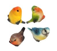 AKOOSY 4pcs Miniature Resin Bird Figurines Indoor Outdoor Garden Ornaments Realistic Bird Statues Micro Landscape Decor Yellow Green Brown Blue for Home and Courtyard