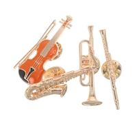 AKOOSY 4pcs Music Instrument Brooch Sturdy Metal Guitar Saxophone Trumpet Flute Pins for Sweaters Scarves Bags Exclusive Music Themed Accessories for Fans