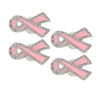 AKOOSY 4pcs Pin Brooch Set Featuring Elegant Rhinestone Ribbon Design, Alloy Material Breast Cancer Awareness Pins as Stylish Reminder for Women to Pay Attention to Breast Health