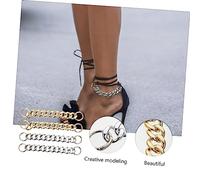 AKOOSY 4pcs Shoe Chain Charms DIY Decoration for Clogs and Sandals Material Reusable Creative Design in Gold and Silver for Parties and Daily Shoe Accessory