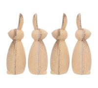 AKOOSY 4pcs Unfinished Wooden Easter Bunny Statue DIY Craft Set Blank Wood Rabbit Figurines for Painting Easter Bunny Sculpture for Spring Art Projects and Adults