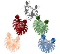 AKOOSY 5 Pairs Bohemian Turtle Leaf Earrings Lightweight Statement Studs for Women Daily Party Wear Stylish Mixed Colors