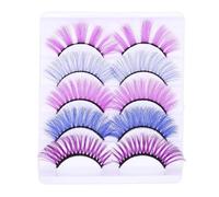 AKOOSY 5 Pairs Colourful Faux Eyelashes 3d Look, Soft Chinlon and Polyester Fiber Material, Long Time Use False Lashes for Costume or Daily Wear