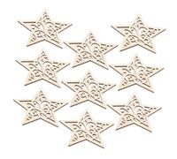 AKOOSY 50Pcs Star Shaped Wood Slices for Hanging DIY Craft Decorations Unfinished Blank Chips for Hand Painting Rustic Five Pointed Stars for Christmas and Party Embellishments
