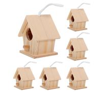 AKOOSY 5pcs Artificial Bird Nest Decorative Props Wooden Bird Houses Beige Color for Yard Garden Decoration and Handmade Art Craft Random Color