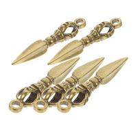 AKOOSY 5pcs Brass Vajra Pendant Keychain Ornament, Miniature Brass Vajra Pestle Charm, Golden Retro Hanging Decor for Keys and Bags