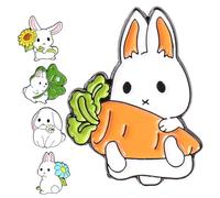 AKOOSY 5pcs Cute Enamel Bunny Brooch Pins Set Cartoon Animal Lapel Pins for Women Decorative Rabbit Corsage for Backpacks and Clothing Accessories