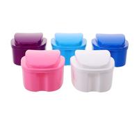 AKOOSY 5pcs Denture Soaking Case with Strainer Basket Leakproof Pp Material False Teeth Container for Home Cleaning and Storage of Mouth Guards