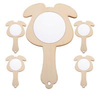 AKOOSY 5pcs DIY Wooden Small Handheld Mirror Unfinished Craft Supply for Educational Plaything Painting Accessories