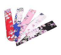AKOOSY 5pcs Folding Fan Storage Bags Silk Cloth Handheld Fan Holder Pouches Vintage Style Lightweight Portable Protector for Travel and Daily Use Pink Blue Red Black White