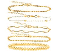 AKOOSY 5Pcs Gold Bracelet for Women Stackable Chain Bracelets Elegant Wrist Accessories Lightweight and Durable for Everyday Wear and Gifting