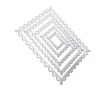 AKOOSY 5pcs Wavy Postage Stamp Cutting Dies Silver Carbon Steel Craft Templates for Precise DIY Card Edges Scrapbooking Projects with Rectangular Dotted Line Design